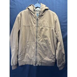 G.H. Bass & Co Jacket Mens Large Brown Sherpa Lined Workwear Hooded Canvas